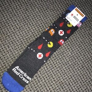 American Red‎ Cross Black Pac-Man Crew Socks with Blue Accents